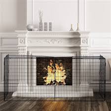 Black Steel Flat Fireplace Screen