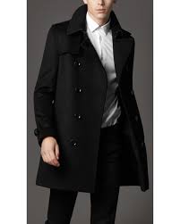 Burberry Wool Trench Coat In Black For