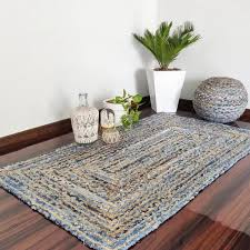 printed brown denim jute rug for floor