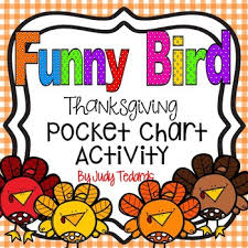 Funny Bird Freebie Thanksgiving Pocket Chart Activity