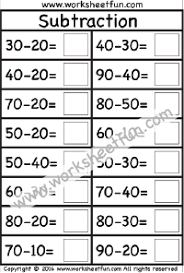 Subtraction Subtract Tens Free Printable Worksheets