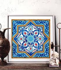 Mosaic Tile Design Watercolor Art