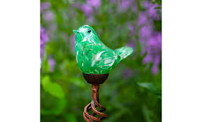 Hand Blown Glass Bird Garden Stake