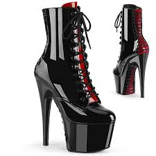Adore 1020fh 7inch Pleaser Boots Black Red Corset