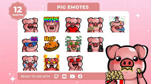 pig twitch emotes 12 pack gaming visuals