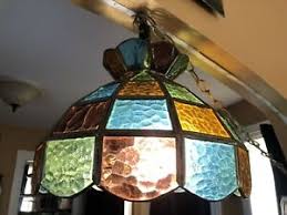 Vintage Stained Glass Hanging Pendant Lamp Light Fixture Ebay