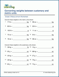 grade 5 worksheets convert units of