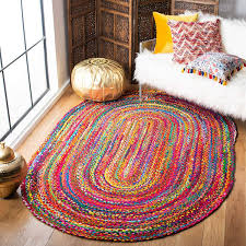 cotton handmade oval rug braided style