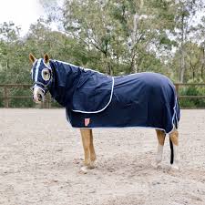 capriole navy cotton horse show set rug