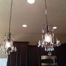 The range of distinct small chandeliers — often made from metal, glass and. 4 Mini Chandeliers Over My Kitchen Island I Am In Love Http Www Overstock Com Home Garden Brushed Oak 1 Light Kitchen Island Lighting Decor Ceiling Lights