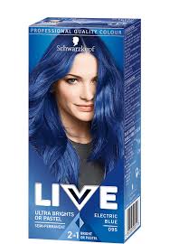 Pastel blue hair dye and white highlights make a funky hair color solution for this sleek hairstyle with a long side bang. 095 Electric Blue