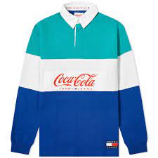 tommy jeans x coca cola rugby shirt