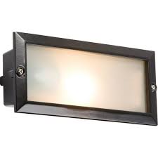 Black Ip44 Plain Louvred E27 Brick Light