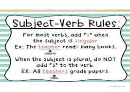 It states that a singular subject takes a singular verb, while a plural subject takes a plural this is not true either. Subject Verb Agreement English Esl Powerpoints For Distance Learning And Physical Classrooms