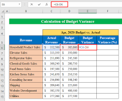 calculate budget variance in excel