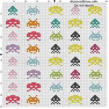 Space Invaders Videogames 80s Free Cross Stitch Pattern