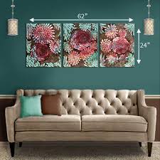 Wall Art Triptych Painting Of Dahlias