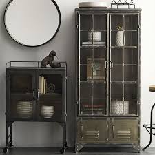 Distressed Black Metal Cabinet With 4