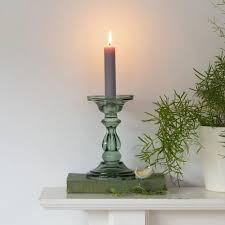 Green Glass Candle Stick Holder