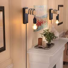 Black White Plug In Wall Lights For