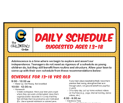 daily schedule ages 13 18 the