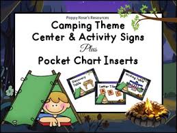 Camping Themed Center Signs Pocket Chart Inserts