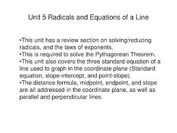 Ppt Unit 5 Radicals And Equations Of