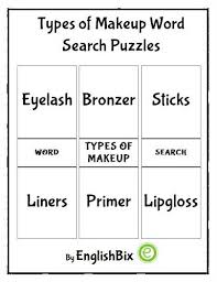 makeup types word search mini workbook