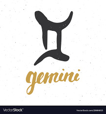 zodiac sign gemini and lettering hand