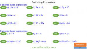 factorising expressions mr