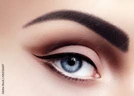 closeup macro of y woman eyes with
