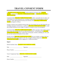 travel consent form for minors template