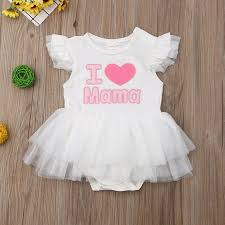 Toddler Baby Girl Clothes Fathers Day Mothers Day Dress Ruffle Sleeve Romper Clothing Outfit