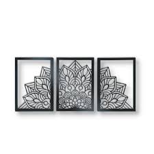 Mandala Wall Art 3 Piece Panel Metal