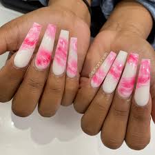 27 pink marble acrylic nails you will