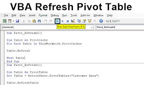 vba refresh pivot table how to use