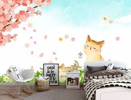 Cherry Blossom And Cartoon Cats