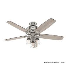 Hunter Bennett 52 In Led Indoor Brushed Nickel Ceiling Fan With 3 Light Kit And Handheld Remote Control 54190 The Home Depot