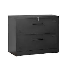 black 2 drawer lateral filing cabinet