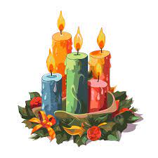 Advent Candle Clipart Four Candles Are Placed In A Wreath Cartoon Vector, Advent Candle, Clipart, Cartoon PNG and Vector with Transparent Background for Free Download