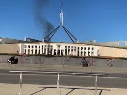 Climate Protestors Graffiti Parliament