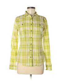 Details About Jcpenney Women Green Long Sleeve Button Down Shirt M