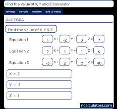 Find The Value Of X Y And Z Calculator