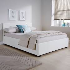 Ottoman Bed Faux Leather White 5 X 7ft