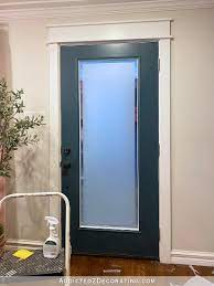 diy frosted front door with house