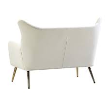 Tufted Wingback Ivory Loveseat
