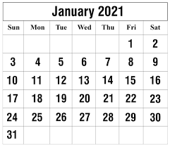 With simple techniques, we can create a simple calendar. Calendar For January 2021 Project Calendar Printables Monthly Calendar Template Print Calendar