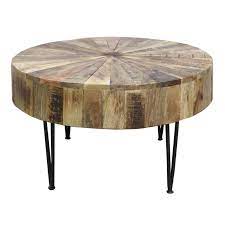 Round Mango Wood Coffee Table With