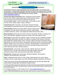 Printable List Of Lyme Disease Symptoms And Signs Lyme