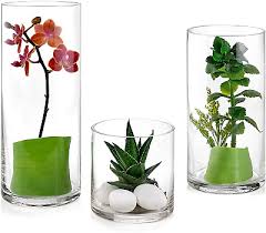 Set Of 3 Glass Cylinder Vases 4 8 10